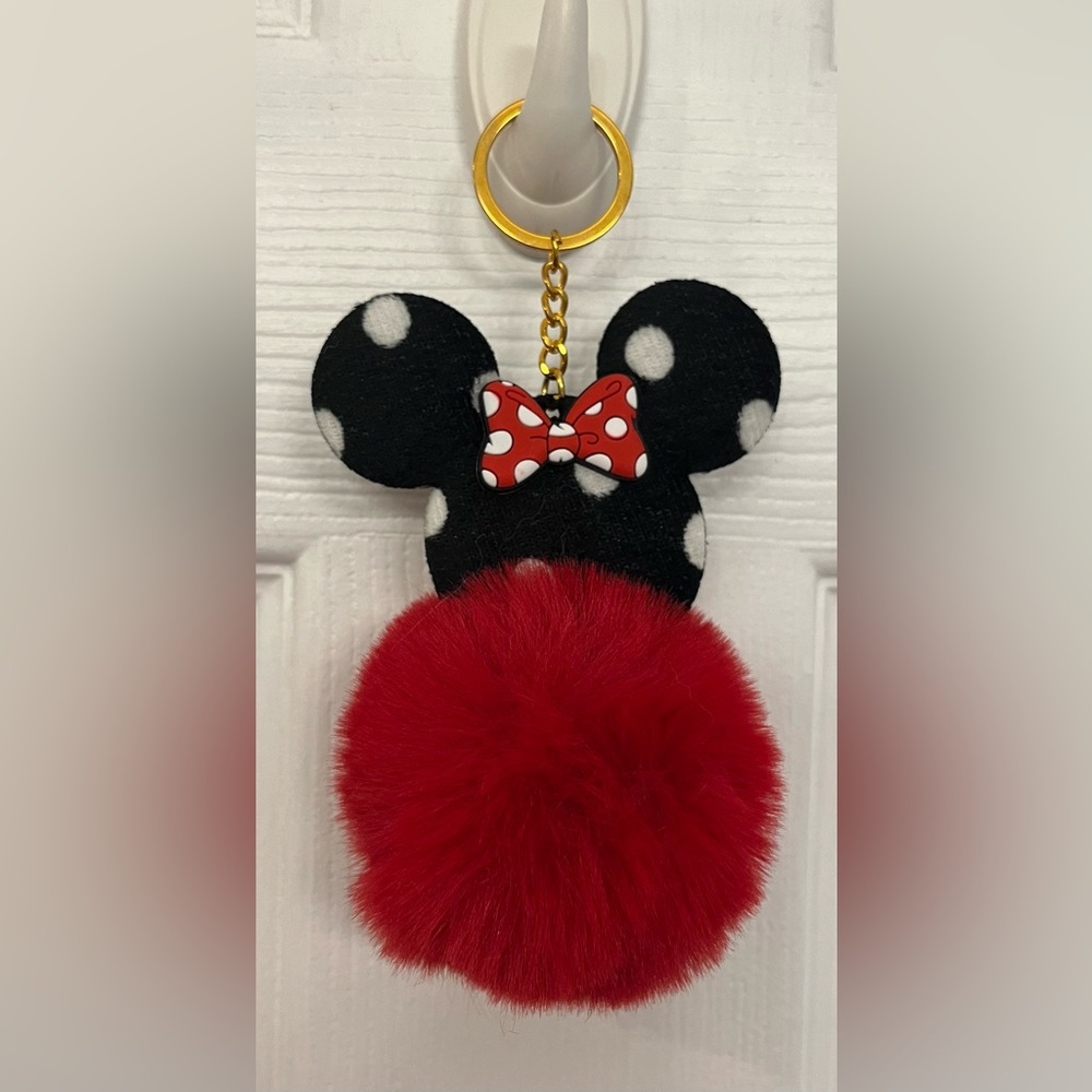 Minnie Mouse Red Pom Keychain/Bag charm New